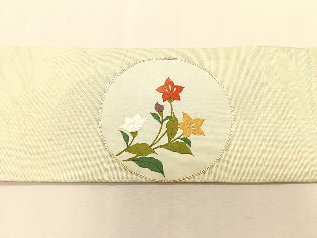 平和屋着物*夏物 九寸名古屋帯 駒刺繍 枝楓萩丸文 金銀糸 正絹 逸品 CABJ4777fb