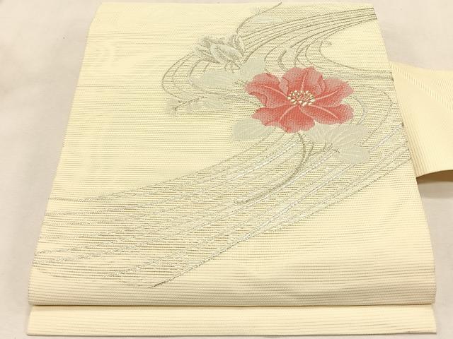 平和屋着物*夏物 九寸名古屋帯 流水枝花文 金銀糸 正絹 逸品 CABJ4783fb