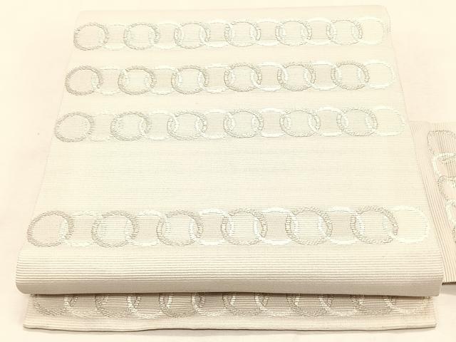 平和屋着物*夏物 九寸名古屋帯 輪繋ぎ 銀糸 正絹 逸品 CABJ4787fb