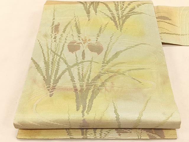 平和屋着物*夏物 九寸名古屋帯 流水杜若 金糸 正絹 逸品 CABJ4794fb