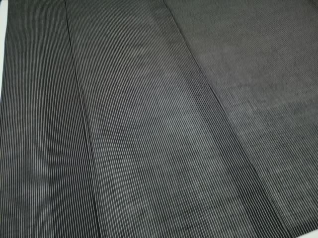 平和屋着物*夏物 お召 紗 間道 黒地 正絹 逸品 CABJ4805hy