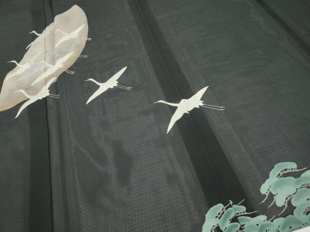 平和屋着物*夏物 黒留袖 作家物 駒刺繍 飛鶴浜松文 正絹 逸品 CABJ4807hy