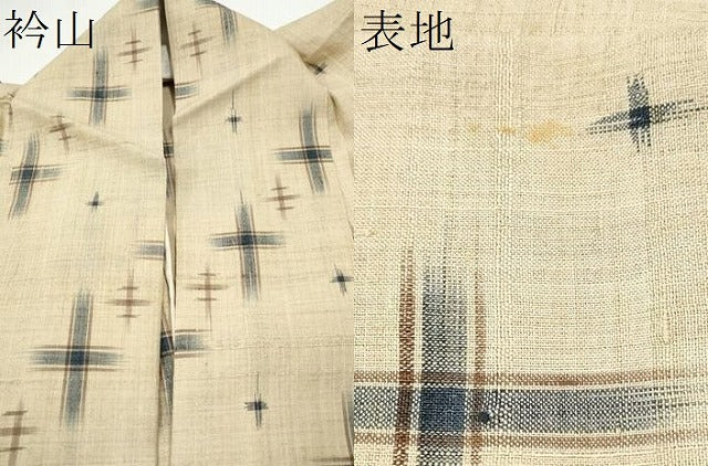 平和屋着物*夏物 生紬 絣文様 正絹 逸品 CABJ4820hy