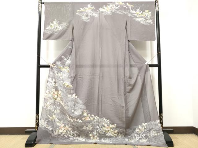 平和屋着物*夏物 訪問着 絽 流水草花文 金彩 正絹 逸品 CABJ4821hy