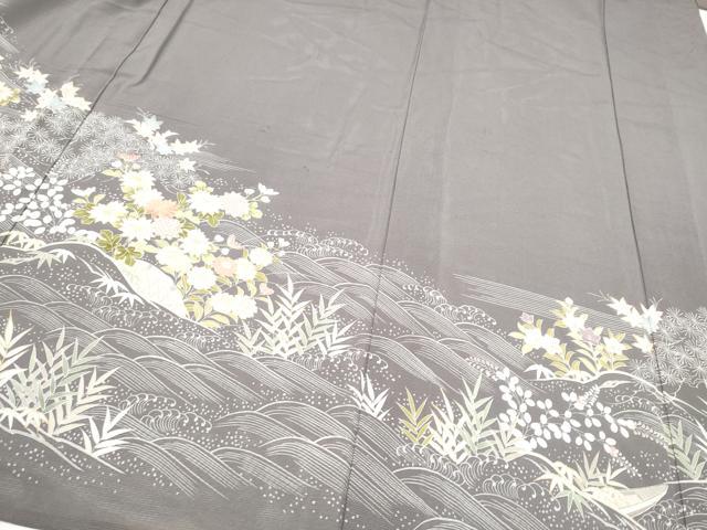 平和屋着物*夏物 訪問着 絽 流水草花文 金彩 正絹 逸品 CABJ4821hy