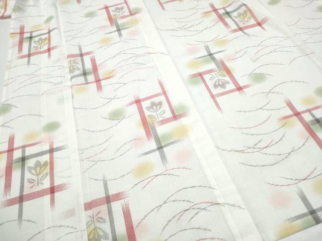 平和屋着物*夏物 小紋 紗 草花文 洗える着物 CABJ4823hy