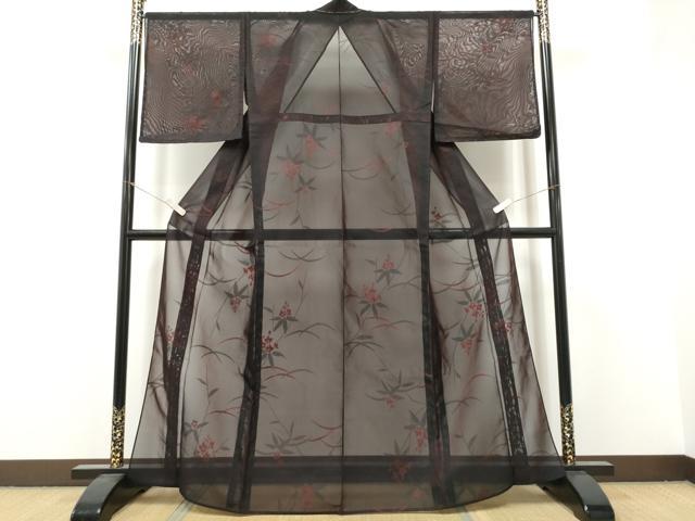 平和屋着物*夏物 小紋 紗 枝花文 正絹 逸品 未使用 CABJ4828hy