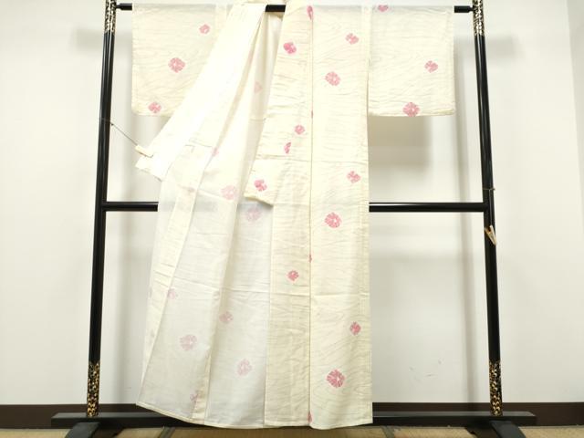 平和屋着物*夏物 小紋 紗 舞花文 洗える着物 CABJ4829hy