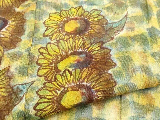 平和屋着物*夏物 訪問着 紗紬 手描き 向日葵 仮絵羽 正絹 逸品 未使用 CABJ4830hy