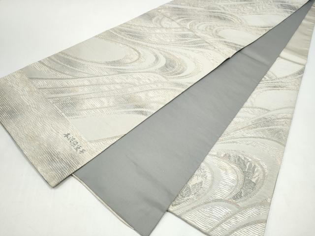 平和屋着物●六通柄袋帯 本泥染 流水花文 正絹 逸品 CABJ4842hy