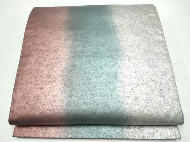 平和屋着物●全通柄袋帯 紬地 霞文 銀糸 正絹 逸品 CABJ4856hy