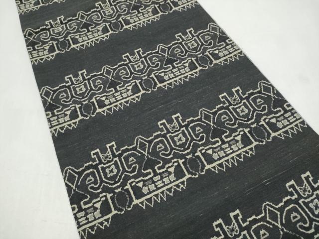 平和屋着物●全通柄袋帯 紬地 獅噛文長斑錦 正絹 逸品 CABJ4857hy