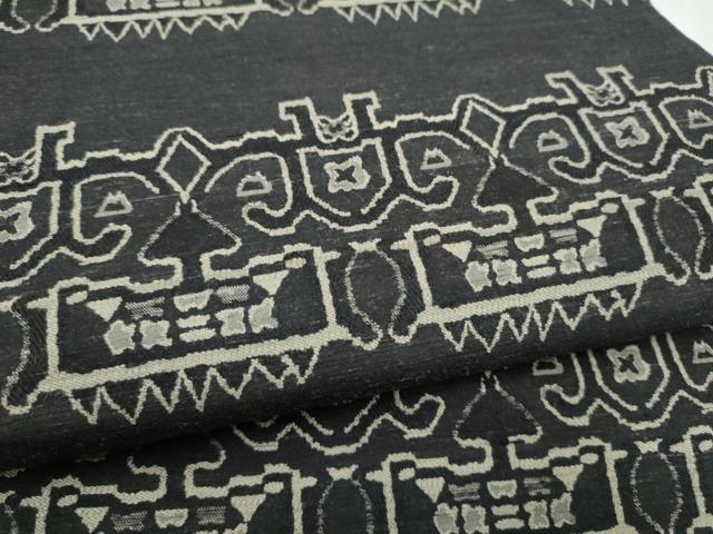 平和屋着物●全通柄袋帯 紬地 獅噛文長斑錦 正絹 逸品 CABJ4857hy