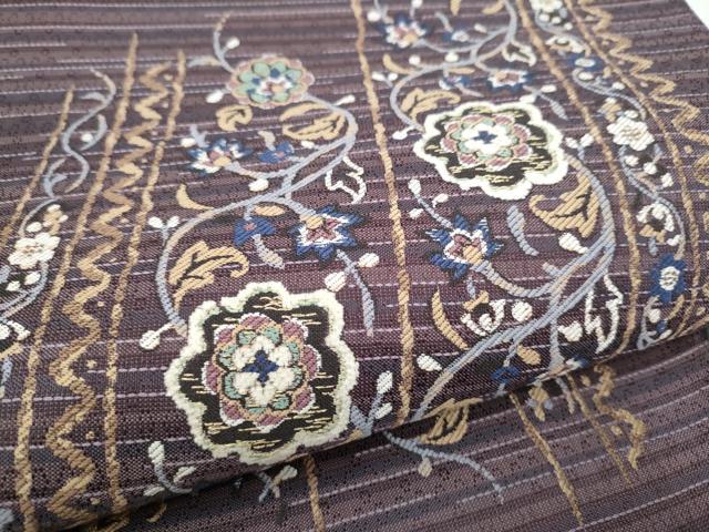 平和屋着物●両面 六通柄袋帯 花唐草文 金糸 さが美扱い 正絹 逸品 CABJ4860hy