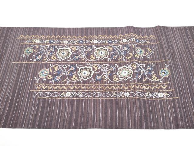 平和屋着物●両面 六通柄袋帯 花唐草文 金糸 さが美扱い 正絹 逸品 CABJ4860hy