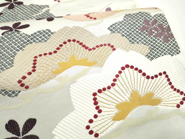 平和屋着物●六通柄袋帯 唐織 草花文 金糸 正絹 逸品 CABJ4862hy