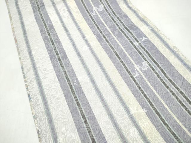 平和屋着物●両面 両方向 全通柄袋帯 螺鈿箔 モール織 横段花文 金糸 さが美扱い 正絹 逸品 CABJ4863hy