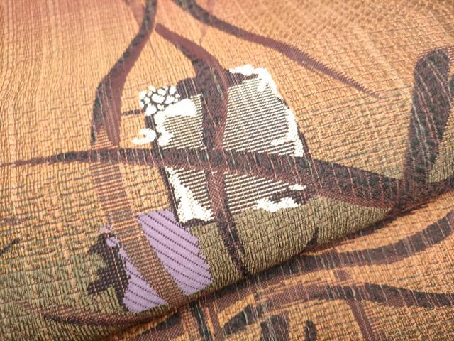 平和屋着物●伝統工芸 時枝洋海 両面 全通柄袋帯 泥染め 幾何学花文 金糸 さが美扱い 正絹 逸品 CABJ4864hy