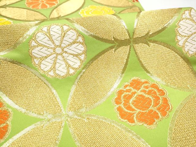 平和屋着物●西陣 川島織物 全通柄 本袋帯 七宝花文 金糸 正絹 逸品 CABJ4883hy