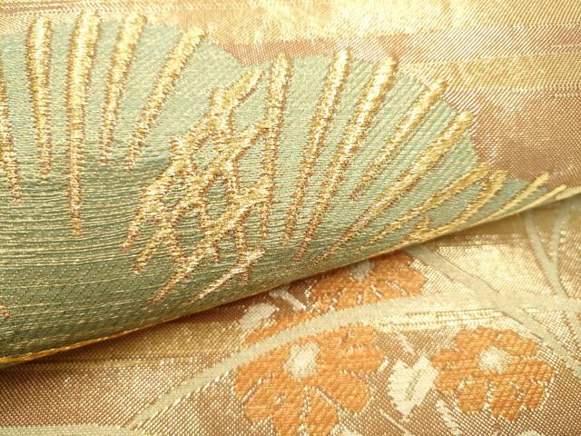 平和屋着物●西陣 川島織物 六通柄 本袋帯 松 金糸 正絹 逸品 CABJ4888hy