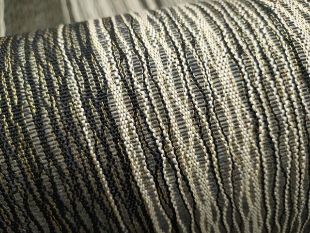 平和屋着物▽両面 全通柄袋帯 スリーシーズン 春夏秋 よろけ縞 金糸 正絹 逸品 CABJ4894hy