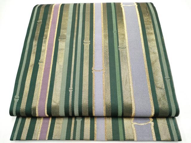 平和屋着物●六通柄袋帯 竹間道 金糸 正絹 逸品 CABJ4903hy