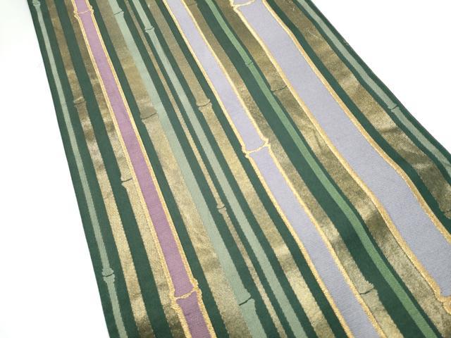 平和屋着物●六通柄袋帯 竹間道 金糸 正絹 逸品 CABJ4903hy