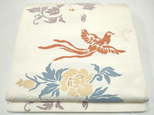平和屋着物●六通柄袋帯 唐織 花喰鳥 金糸 正絹 逸品 CABJ4907hy
