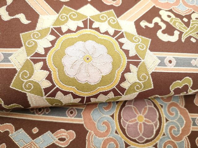 平和屋着物●六通柄袋帯 天井花文 正絹 逸品 CABJ4932hy