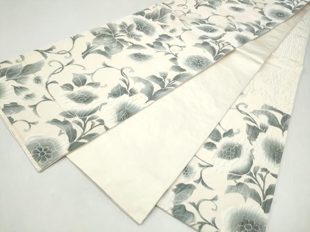 平和屋着物●六通柄袋帯 作家物 ふくれ織 枝花文 正絹 逸品 CABJ4940hy
