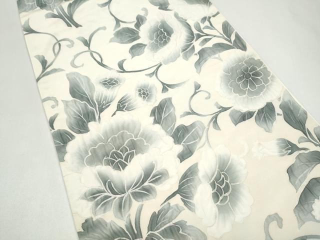 平和屋着物●六通柄袋帯 作家物 ふくれ織 枝花文 正絹 逸品 CABJ4940hy
