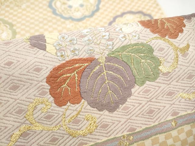平和屋着物●六通柄袋帯 唐織 吉祥有職文尽くし 金銀糸 正絹 逸品 CABJ4946hy