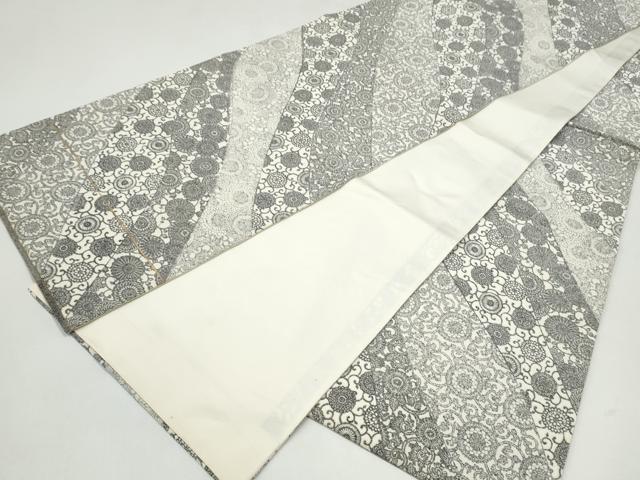 平和屋着物●全通柄袋帯 型染め 菊唐草文 正絹 逸品 CABJ4949hy