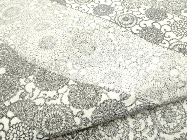 平和屋着物●全通柄袋帯 型染め 菊唐草文 正絹 逸品 CABJ4949hy