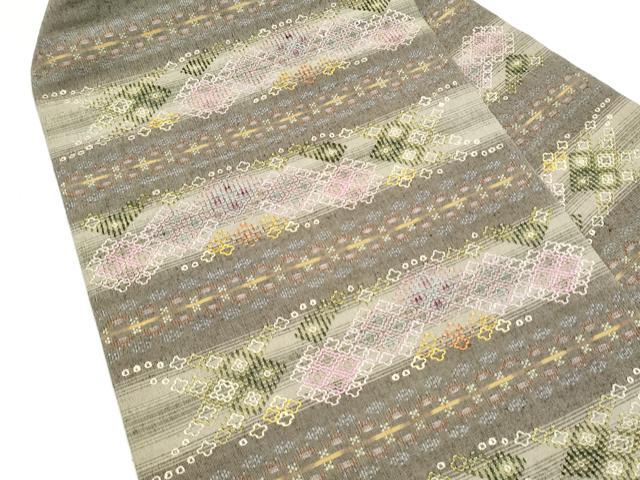 平和屋着物●九寸名古屋帯 紬地 花織 正絹 逸品 CABJ4969hy