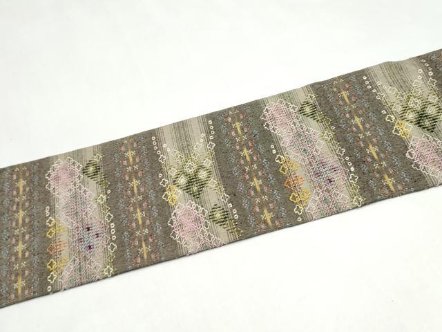 平和屋着物●九寸名古屋帯 紬地 花織 正絹 逸品 CABJ4969hy