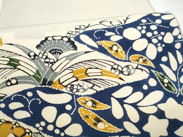 平和屋着物●九寸開き名古屋帯 辻が花 鬼しぼ縮緬 正絹 逸品 CABJ4970hy