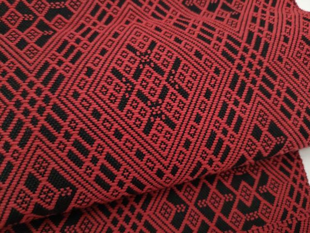 平和屋着物●こぎん刺し 八寸名古屋帯 菱吉祥文 黒地 三越扱い CABJ4972hy