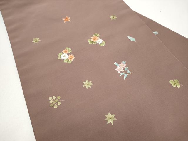 平和屋着物●九寸名古屋帯 総刺繍 草花文 金糸 CABJ4973hy