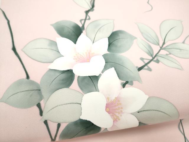 平和屋着物●塩瀬 九寸名古屋帯 手描き 枝花文 正絹 逸品 CABJ5022hy