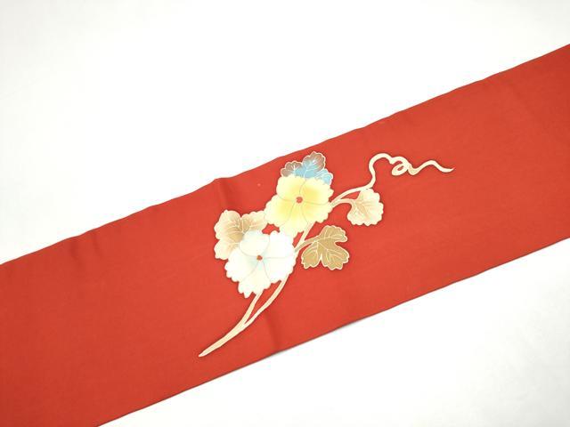 平和屋着物●塩瀬 九寸名古屋帯 枝花文 正絹 逸品 CABJ5031hy