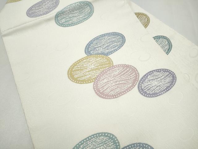 平和屋着物●九寸名古屋帯 霞丸文 銀糸 正絹 逸品 CABJ5035hy