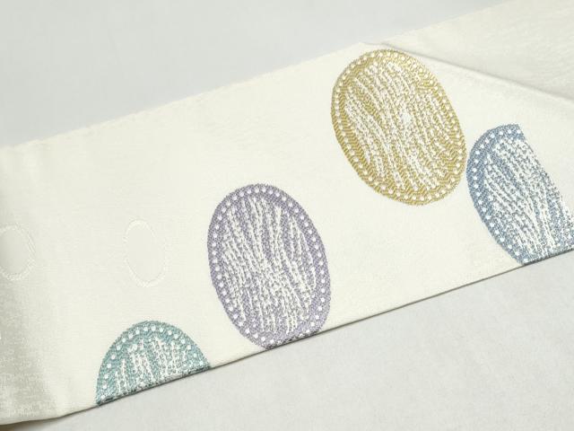 平和屋着物●九寸名古屋帯 霞丸文 銀糸 正絹 逸品 CABJ5035hy