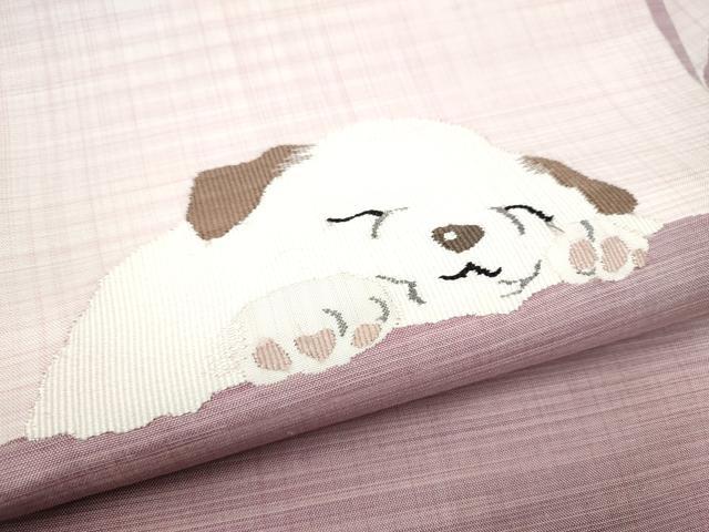 平和屋着物●九寸名古屋帯 犬 正絹 逸品 CABJ5036hy