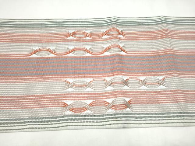 平和屋着物●太鼓柄袋帯 幾何学文様 銀糸 正絹 逸品 CABJ5056hy