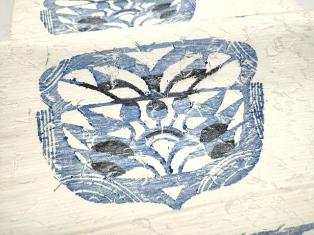 平和屋着物●染色作家 小溝一夫 六通柄袋帯 髭紬 陶器文 正絹 逸品 CABJ5061hy