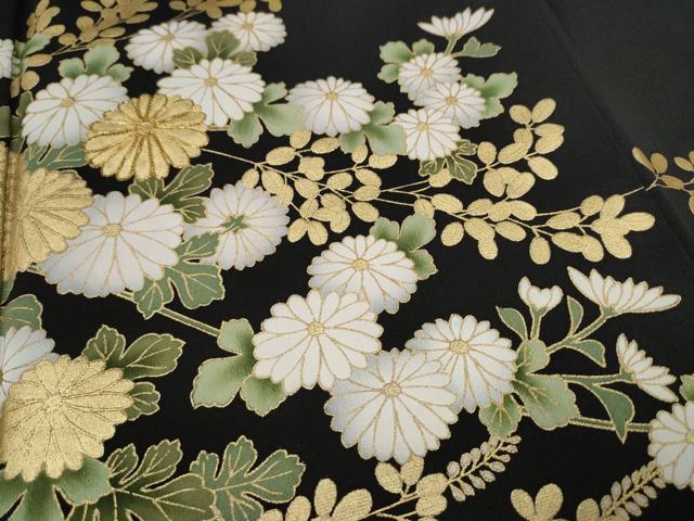 平和屋着物●豪華黒留袖 駒刺繍 萬寿染 渡橋菊文 金彩 正絹 逸品 未使用 CABJ5078hy