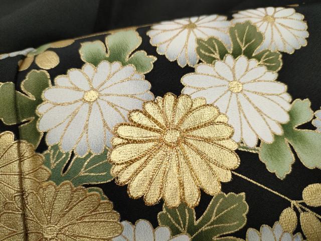 平和屋着物●豪華黒留袖 駒刺繍 萬寿染 渡橋菊文 金彩 正絹 逸品 未使用 CABJ5078hy