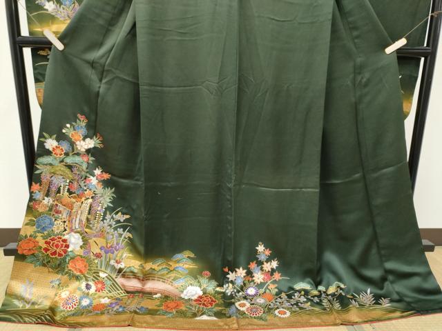 平和屋着物●豪華振袖 駒刺繍 御所車花文 暈し染め 金彩 正絹 逸品 CABJ5079hy