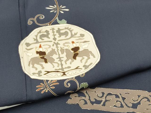 平和屋着物●訪問着 駒刺繍 狩猟花唐草文 金彩 正絹 逸品 CABJ5082hy